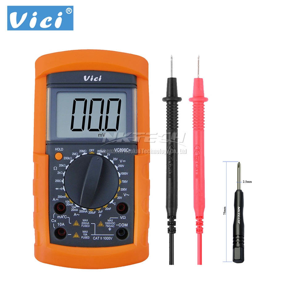 Vici VICHY VC890C+ LCD Digital Multimeter DMM Ammeter Voltmeter Ohmmeter W/ Capacitance & Temperature Test